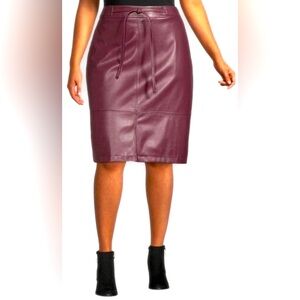Women’s‎ Liz Claiborne 14W Burgundy Wine Faux Leather Skirt